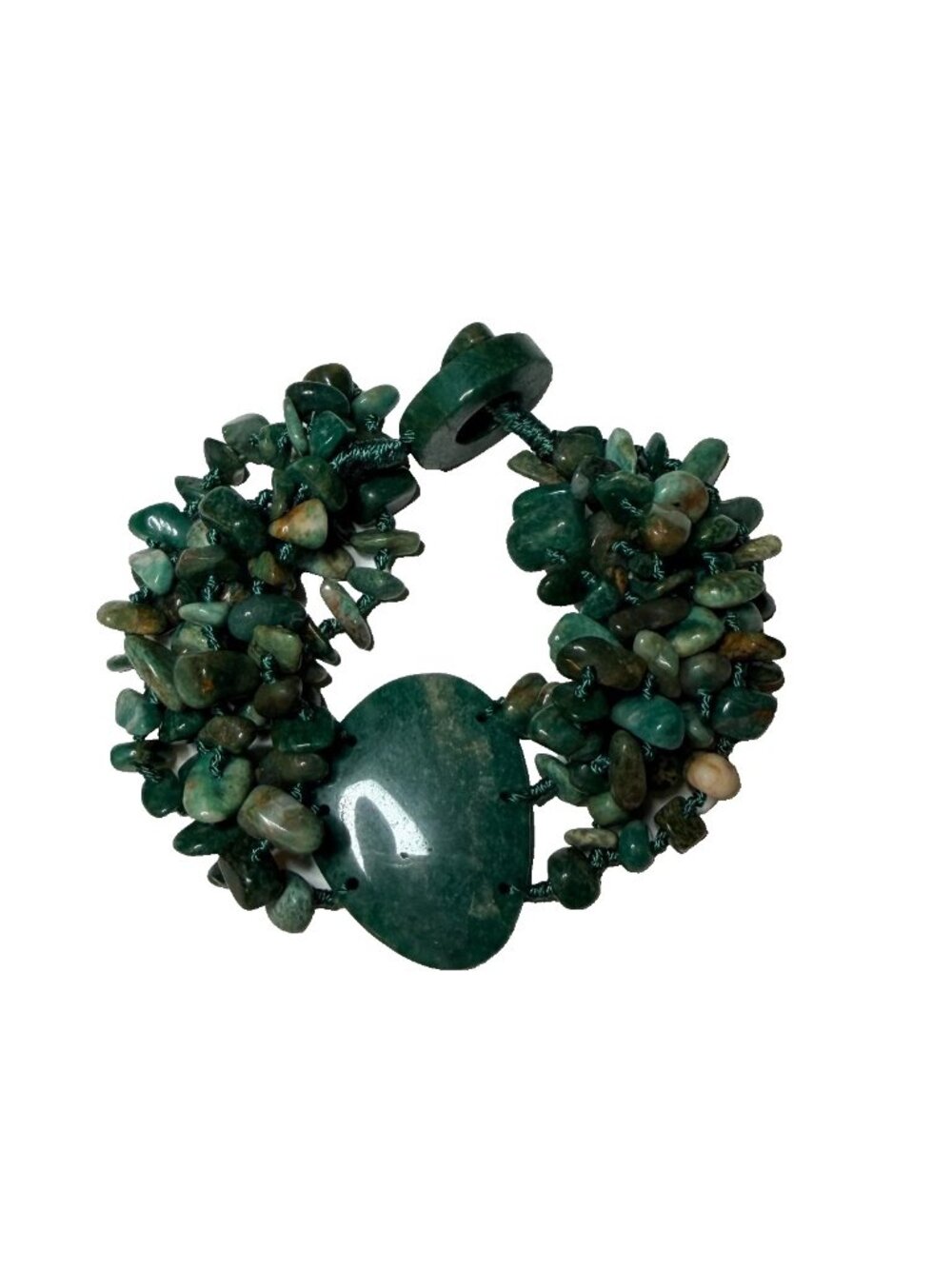 Statement Bracelet Green Emerald Stones Toggle Clasp